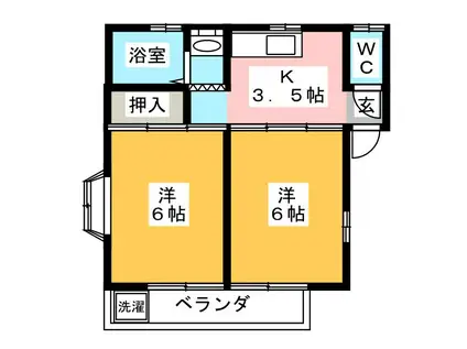 コーポカナメ(2K/2階)の間取り写真