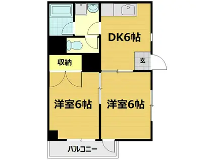 グランビュー太秦(2DK/2階)の間取り写真