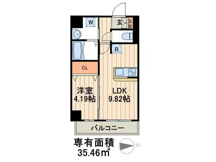 レジデンスフジミ(1LDK/2階)の間取り写真