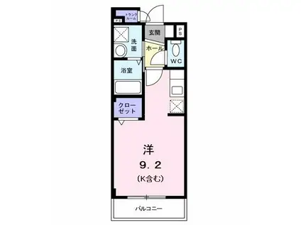 グランツ フリーデ(ワンルーム/2階)の間取り写真