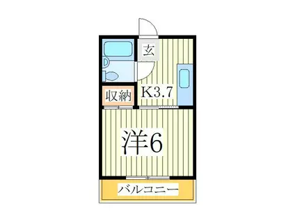 第二フルール(1K/2階)の間取り写真