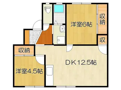 パレットプレース(2LDK/1階)の間取り写真