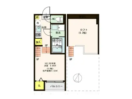 プレジール高砂(1K/1階)の間取り写真