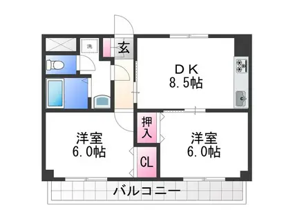 水原マンション(2DK/2階)の間取り写真