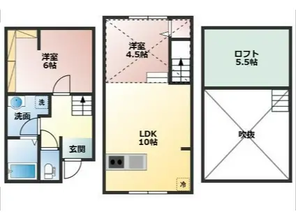 AKURA平井(1LDK/1階)の間取り写真