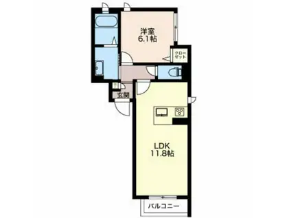 ベレオ堀川小泉(1LDK/1階)の間取り写真