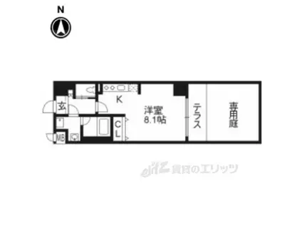 ベラジオ五条堀川3105(1K/1階)の間取り写真