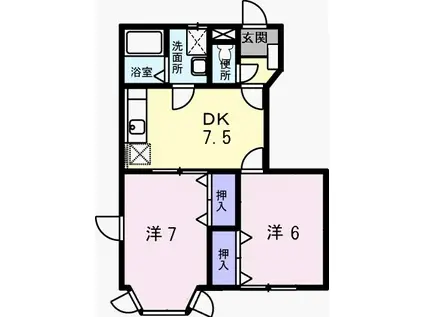 ドミールウィステリアI(2DK/1階)の間取り写真