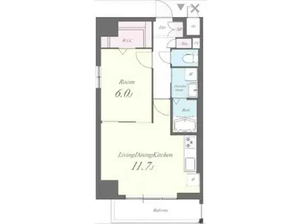 アップワード(1LDK/3階)の間取り写真
