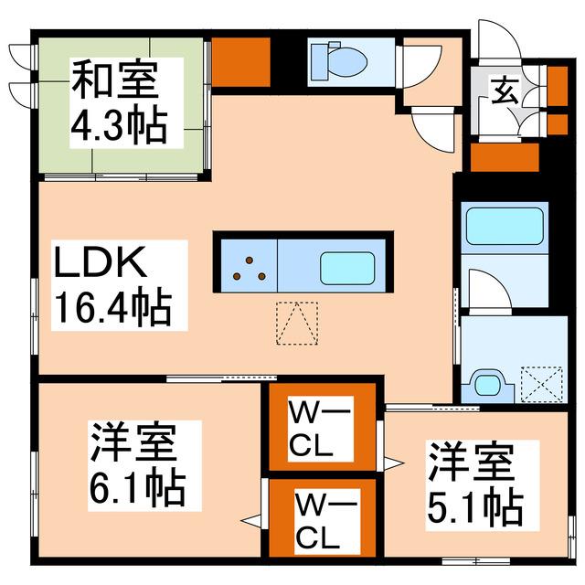 LUCE帯山西(3LDK/1階)の間取り写真