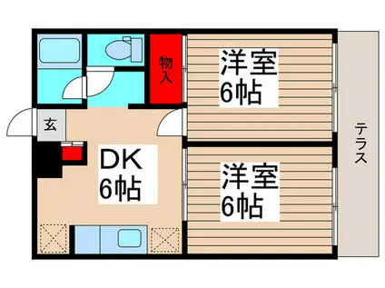 ハス ニューハウンB棟(2DK/1階)の間取り写真