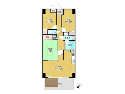 ライオンズガーデン幕張107(3LDK/1階)の間取り写真