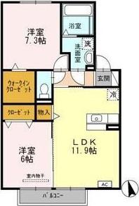 ハルトリーゲル B(2LDK/2階)の間取り写真