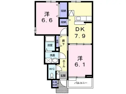メゾン トゥインクル(2DK/1階)の間取り写真