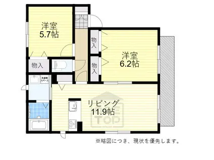 パルケ・アミスタ3棟(2LDK/2階)の間取り写真