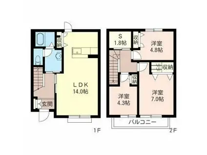 ドルフ桜丘 II(3SLDK/1階)の間取り写真