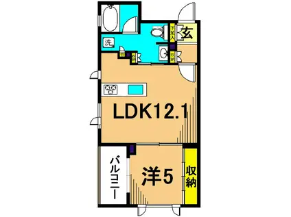 オアージュ大井(1LDK/1階)の間取り写真