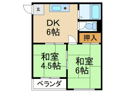 イナビル桜町(2DK/3階)の間取り写真