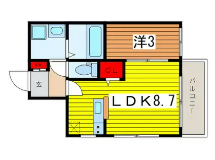 CRELISS浦和(1LDK/2階)の間取り写真