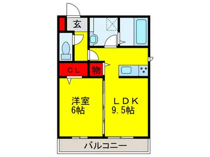 セジュールビブロ(1LDK/2階)の間取り写真