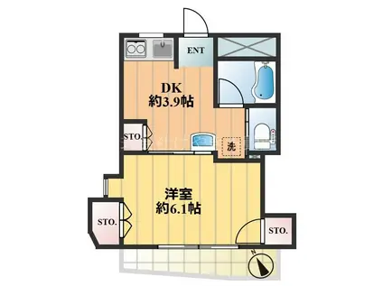 徳丸コーポ(1DK/3階)の間取り写真