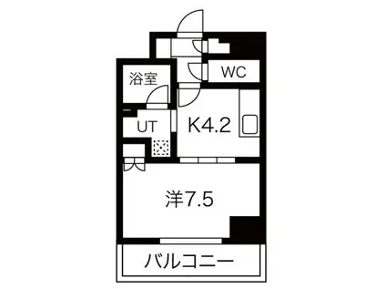 ラフルール連坊(1DK/6階)の間取り写真
