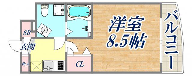 セレニテ甲子園2号棟(1K/4階)の間取り写真