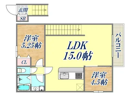 フォルモント長田(2LDK/2階)の間取り写真