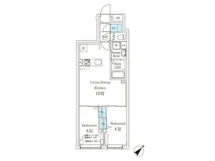 AGLAIA千石(2LDK/1階)の間取り写真