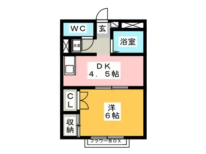 セントレア(1DK/2階)の間取り写真