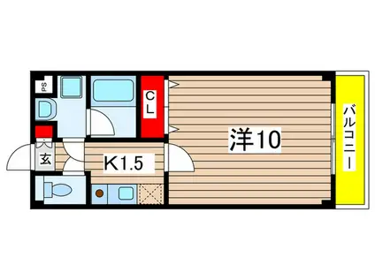 ローズマリー奥戸(1K/2階)の間取り写真