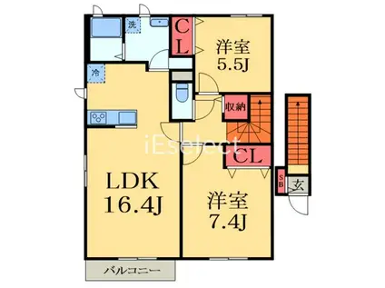 ステディセゾン美浜(2LDK/2階)の間取り写真
