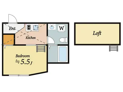 ビバーチェ(1K/1階)の間取り写真