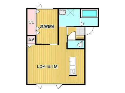 ＪＲ石北本線 北見駅 徒歩32分 2階建 築3年(1LDK/1階)の間取り写真