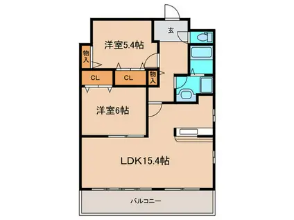ウエルス クレイン(2LDK/4階)の間取り写真