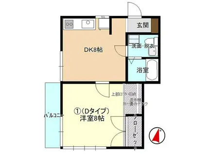恋瀬荘(1DK/2階)の間取り写真