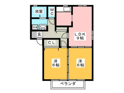 フィオーレ青木 A棟(2LDK/2階)の間取り写真