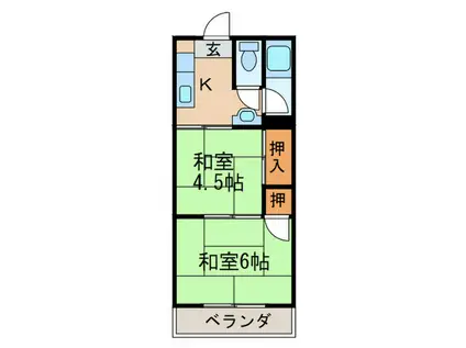 ハイツ桃山(2K/5階)の間取り写真