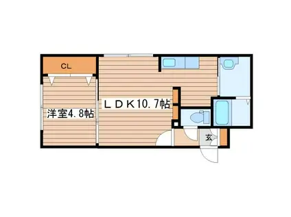 BASE TEYNE(1LDK/4階)の間取り写真