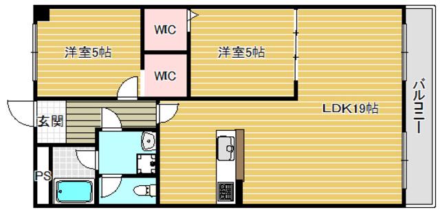 ハイツオークラII(2LDK/1階)の間取り写真