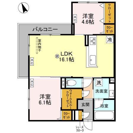 ファブール東羽衣(2LDK/2階)の間取り写真