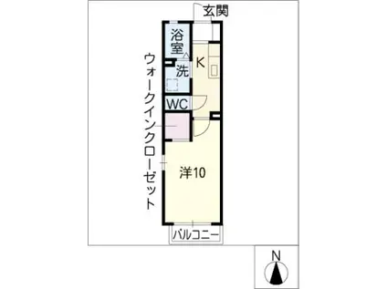 ニシケイ緑ハイツ(1K/2階)の間取り写真