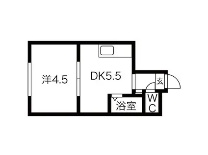 サニープレイス南郷18(1DK/2階)の間取り写真