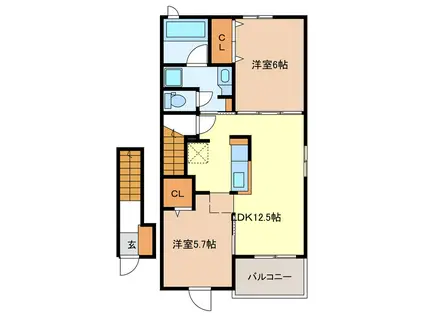マイプレイス III・IV(2LDK/2階)の間取り写真