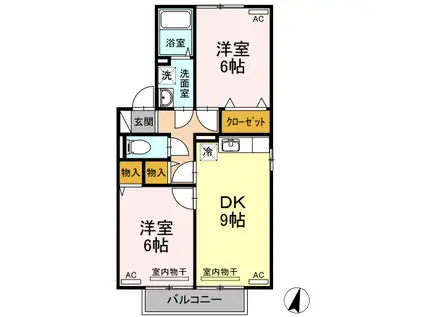 ストークシャトルB棟(2DK/2階)の間取り写真