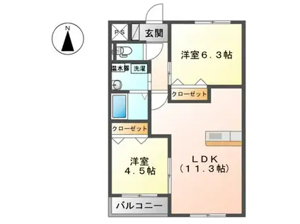 グランドパレス(2LDK/3階)の間取り写真