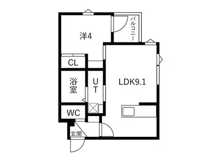 イー・エフ千歳駅(1LDK/3階)の間取り写真
