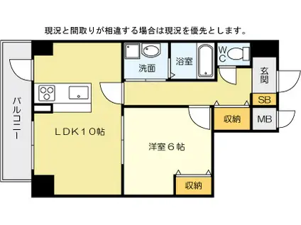 BERGAMOTTO三萩野(1LDK/5階)の間取り写真