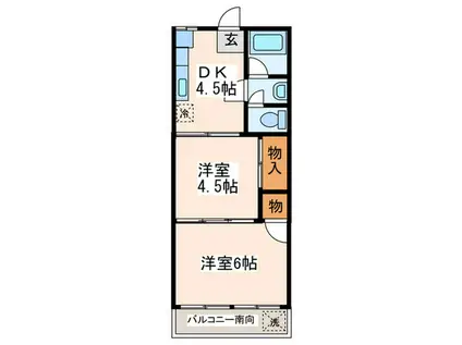 格子屋マンション(2DK/4階)の間取り写真
