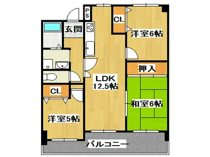 サンジェラン(3LDK/3階)の間取り写真